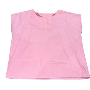 Vintage Henley Cap Sleeve Made in USA‎ Women Large Pink Giovelli